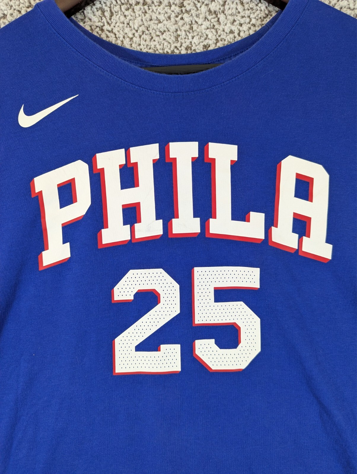 Nike Tee Phila Basketball Shirt Mens XXL Simmons 25 Blue Short Sleeve Dri Fit