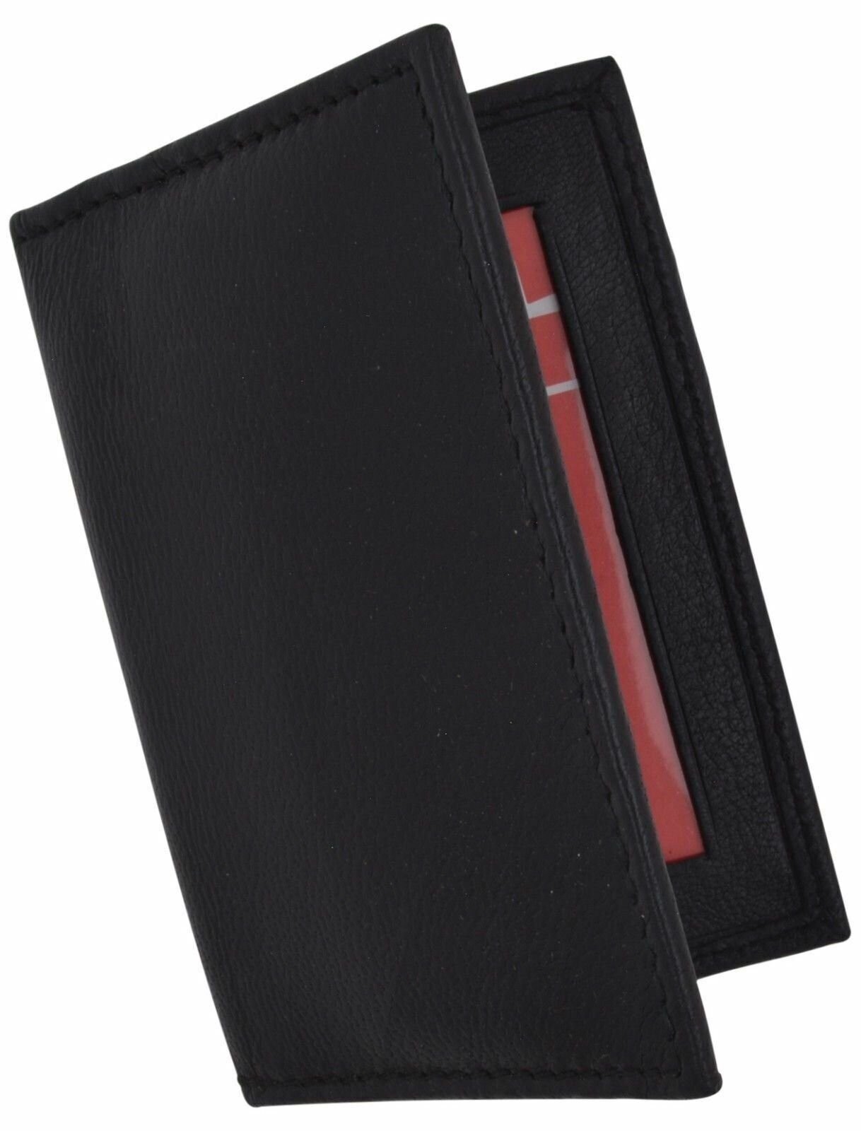 Slim Thin Mens Genuine Leather Bifold ID Window Wallet Credit Card Holder Black