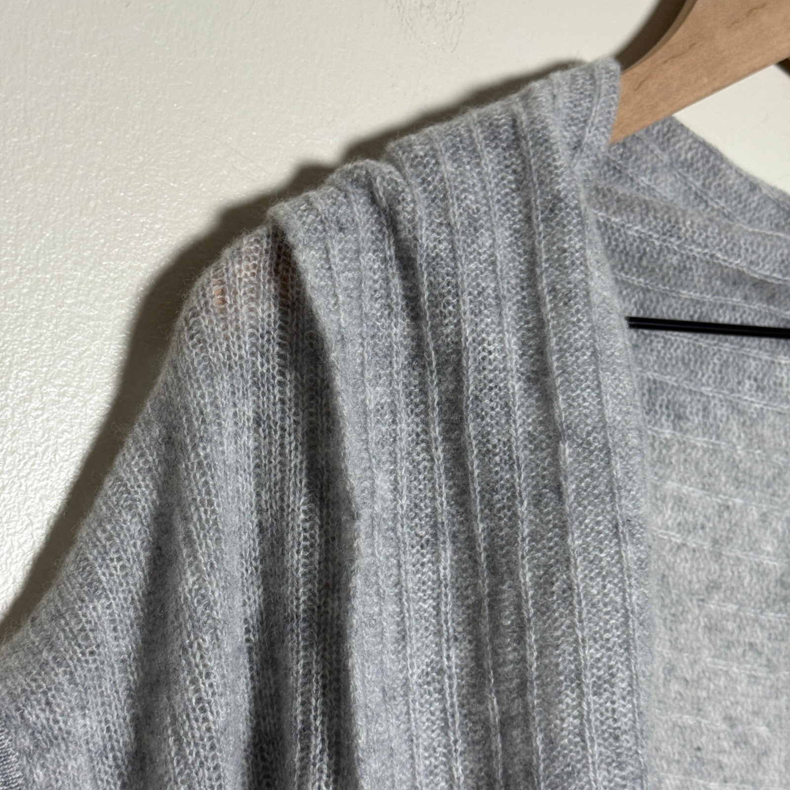 Ovcio 100% Cashmere Heather Gray Open Front Wrap Cardigan Vest Lightweight