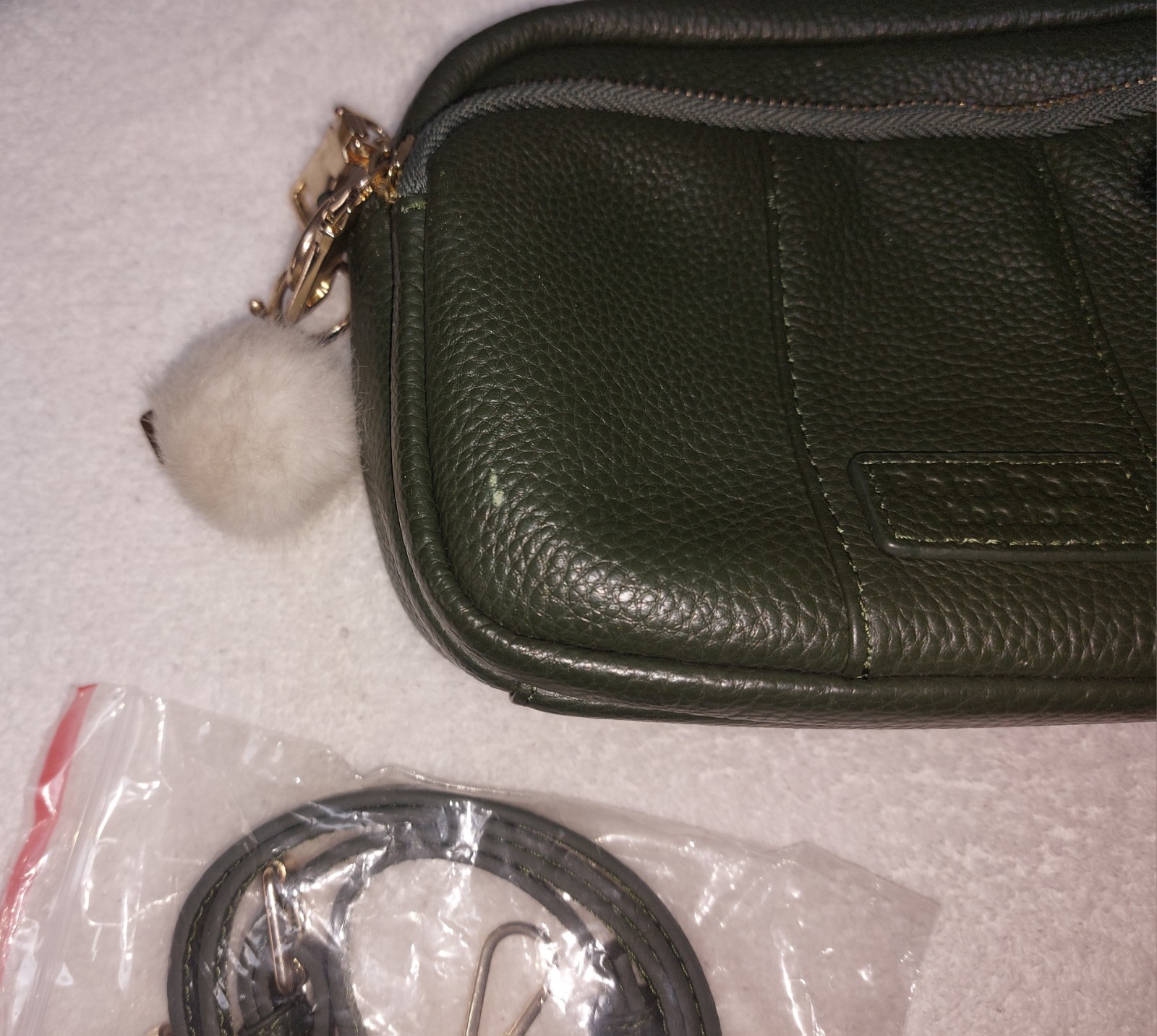 Pom Pom London Original Dark Green Crossbody W/ 2 Straps