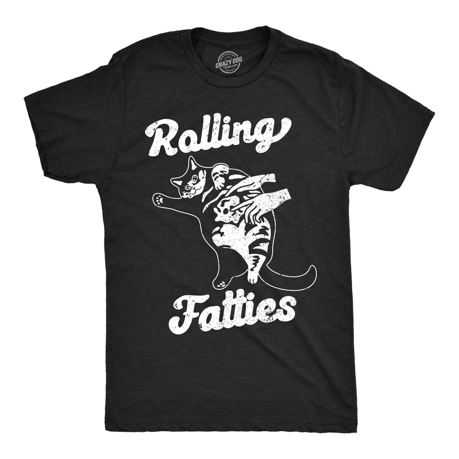 Mens Funny T Shirts Rolling Fatties Sarcastic Cat Graphic Novelty Tee For Men