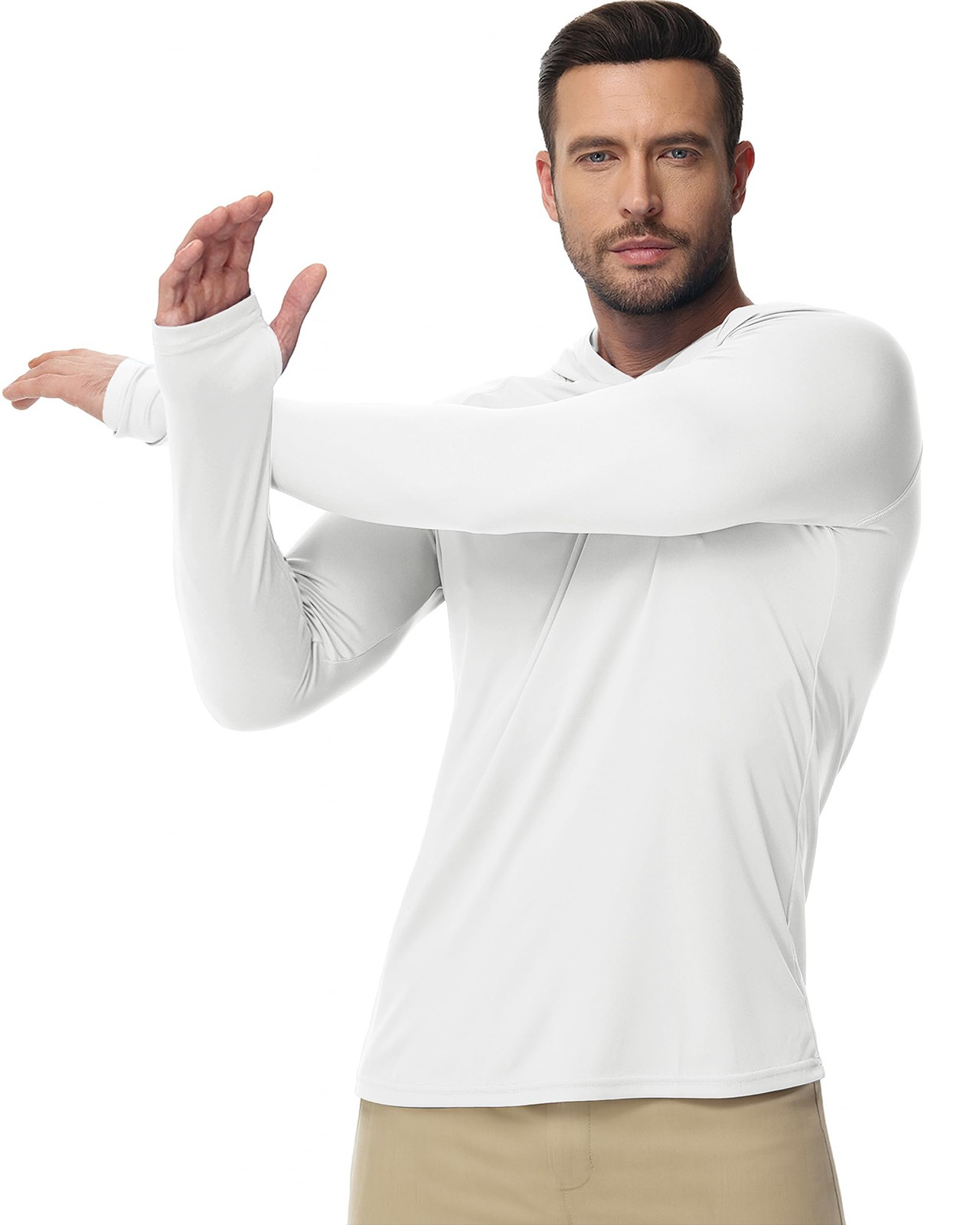 Tacvasen UPF50+ Mens Sun Skin Protection T-Shirts Outdoor Fishing Casual Hoodies