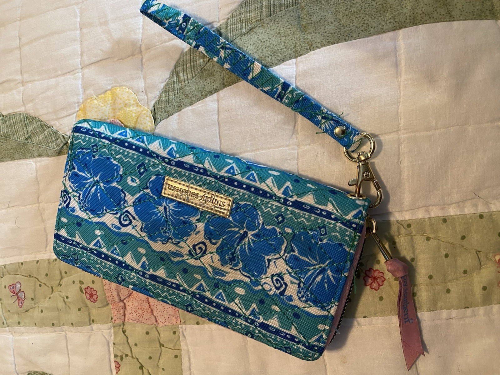 Simply Southern Wallet With wrist strap. Zip Closure