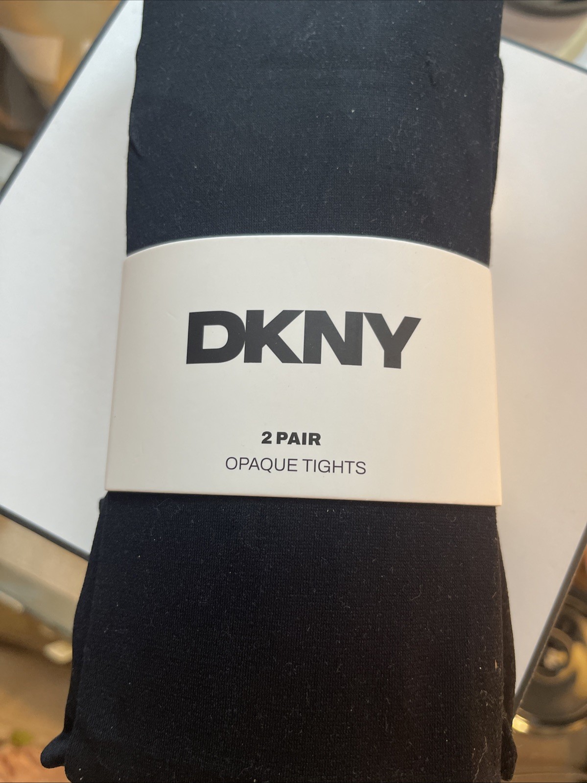 DKNY 2-Pair Opaque Tights – BLACK – L/XL Super Opaque