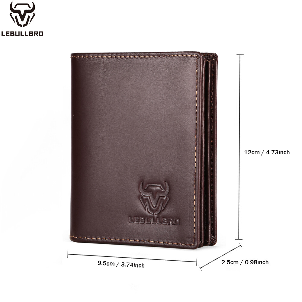 Mens Genuine Leather Zipper Wallet RFID Blocking Bifold Zip Around Card Holder