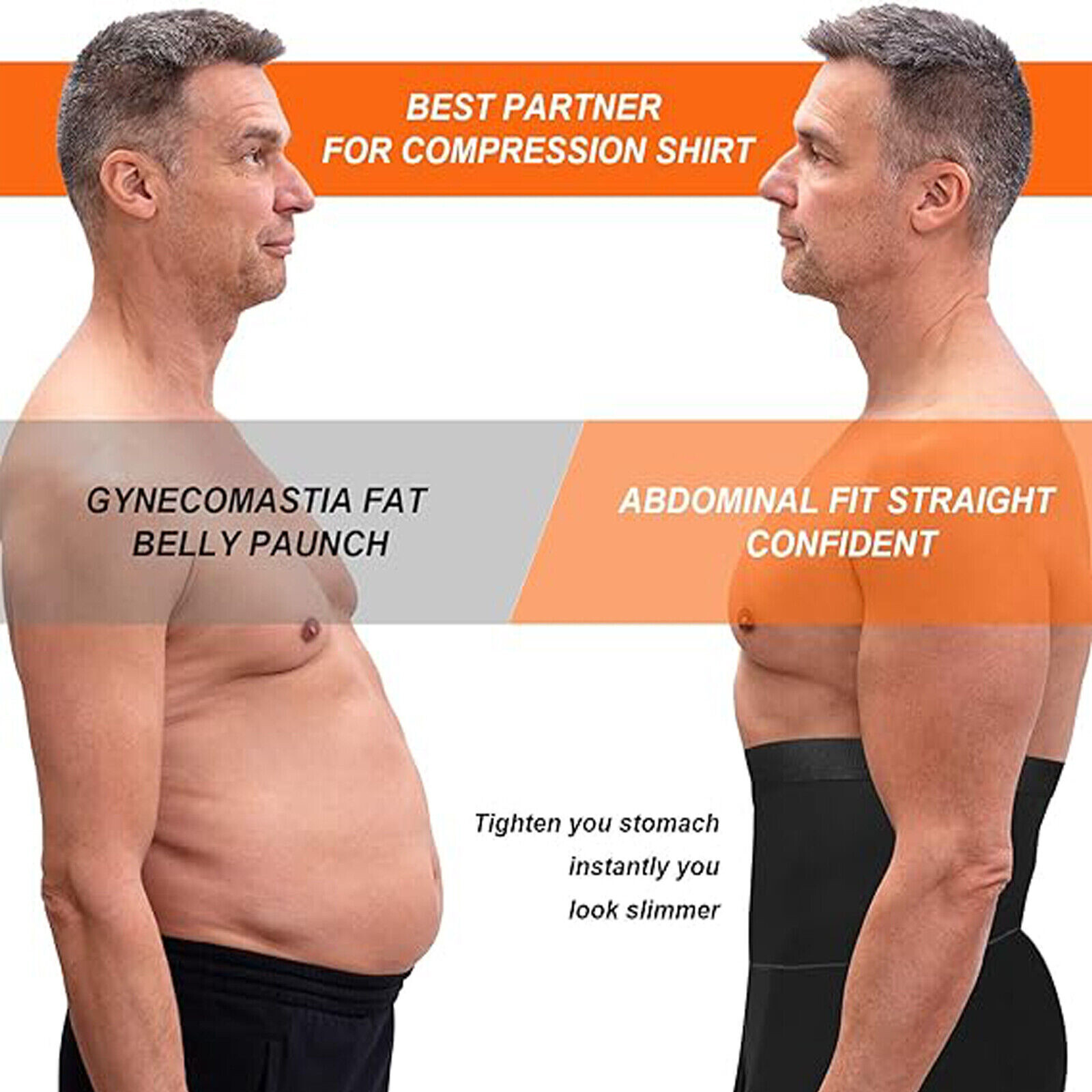 Mens Body Shaper Posture-Improving Tummy Control Compression Boxers Underwear