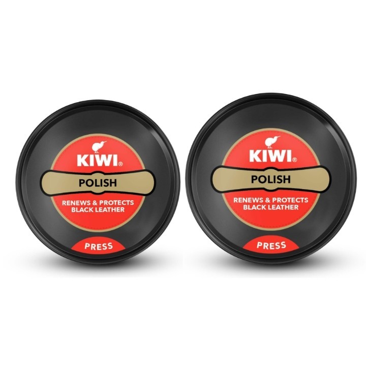 Kiwi Black Shoe Polish Leather Care 2 Tins 23g Shines Renews & Protects