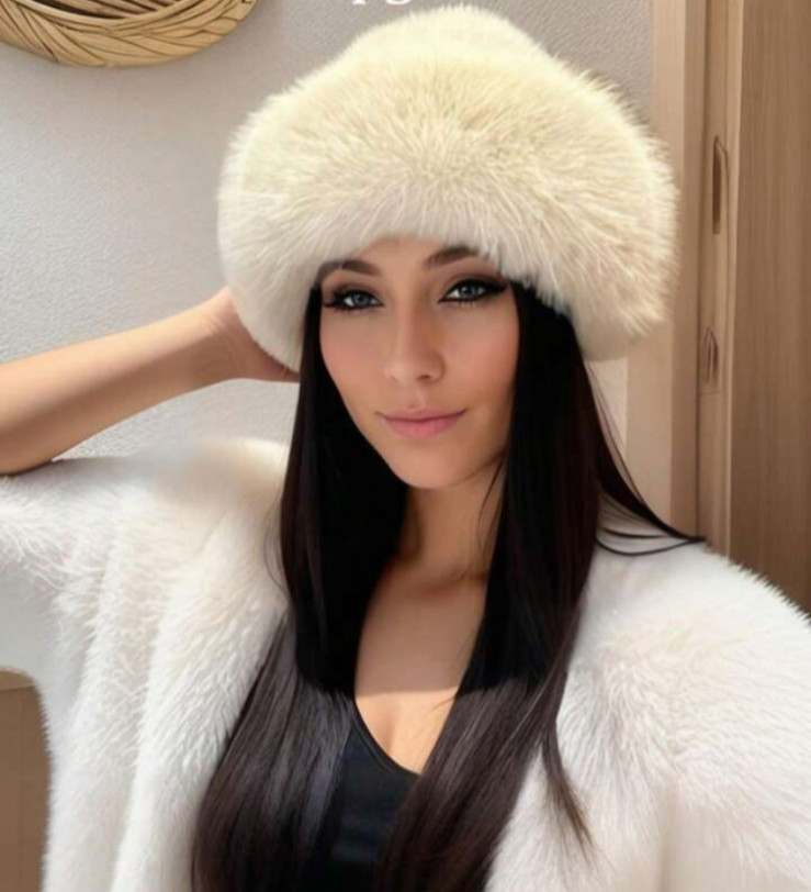 Winter Furry Fluffy Faux Fur Women’s Mongolian Fashion Hat Beige
