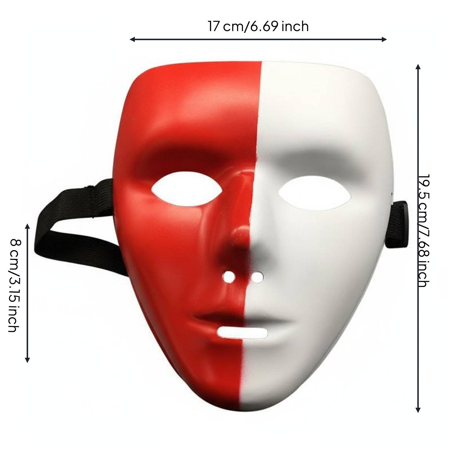 Blank Full Face Mask Plain White Full Face Mask Adjustable Strap
