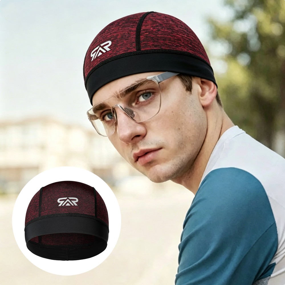 Cycling Caps Sweat Wicking Red Skull Caps Cooling Sports Helmet Liner Beanie Hat