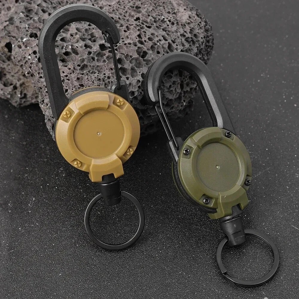 1/2/4Pcs Retractable Heavy Duty Reel Carabiner Keychain Badge Holder Steel Wire