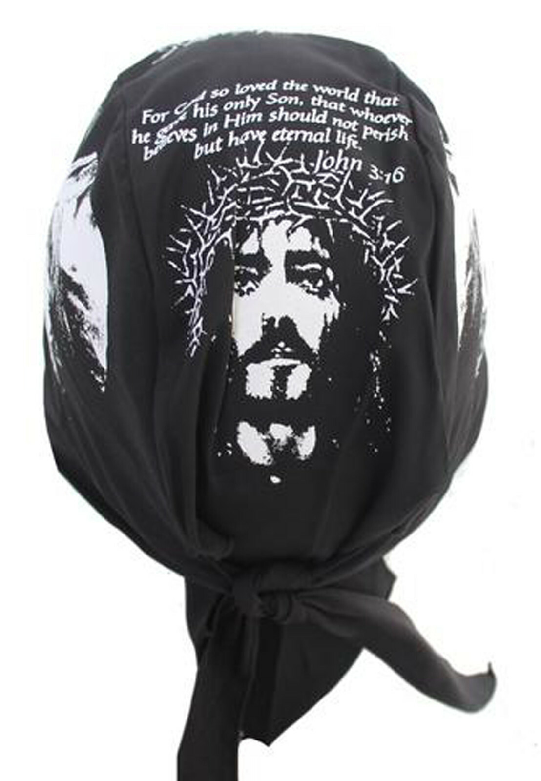 John 3:16 Christian Biker Doo Rag Black Motorcycle Skull Cap Chemo Bandana Wrap