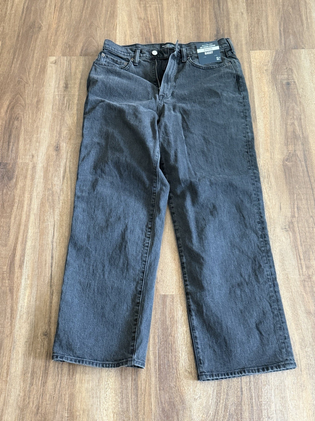 Abercrombie & Fitch Baggy Jeans Mens 31×30 washed black BRAND NEW WITH TAGS