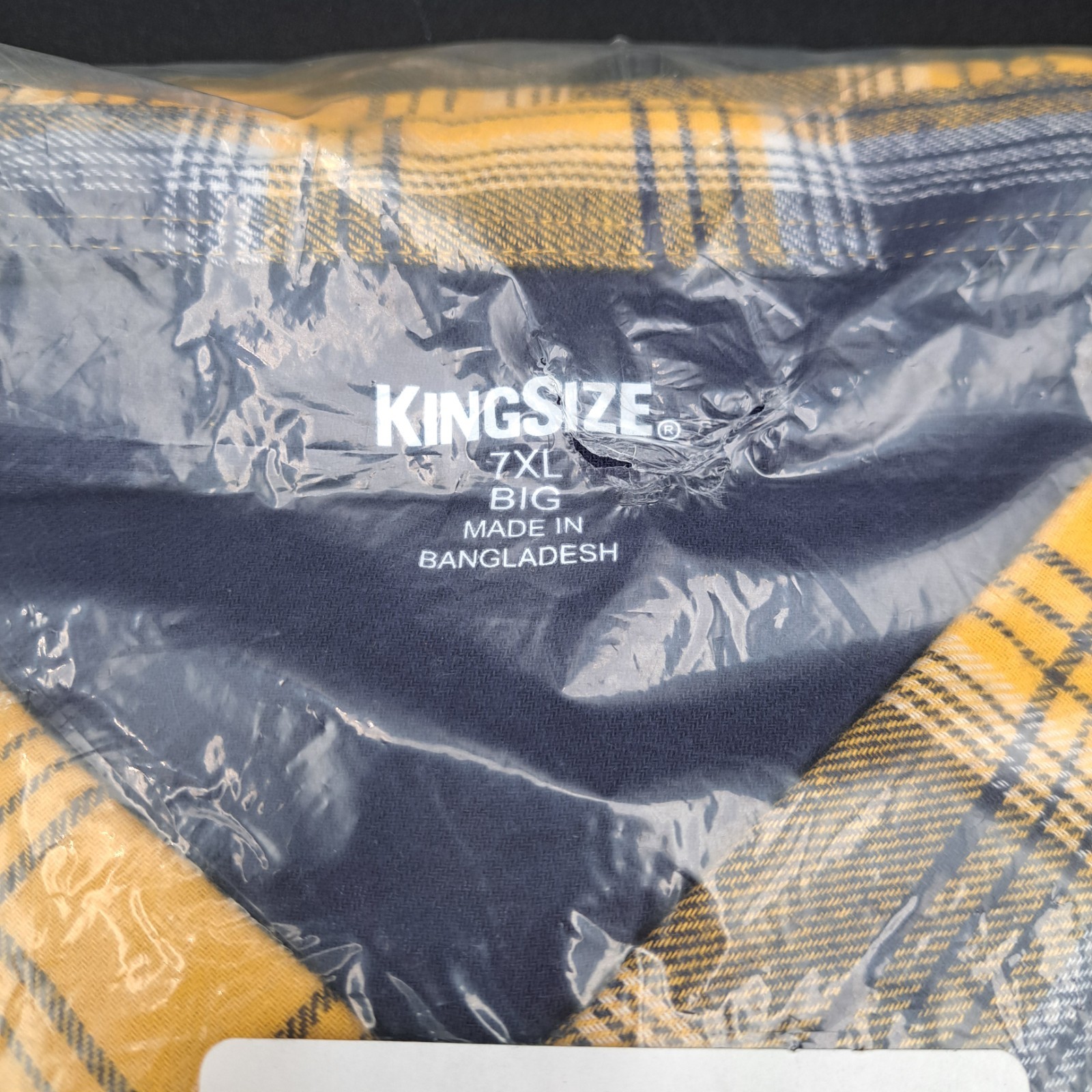 KingSize Men’s Big 7XL Yellow Blue Plaid Flannel Button Down Long Sleeve NIP
