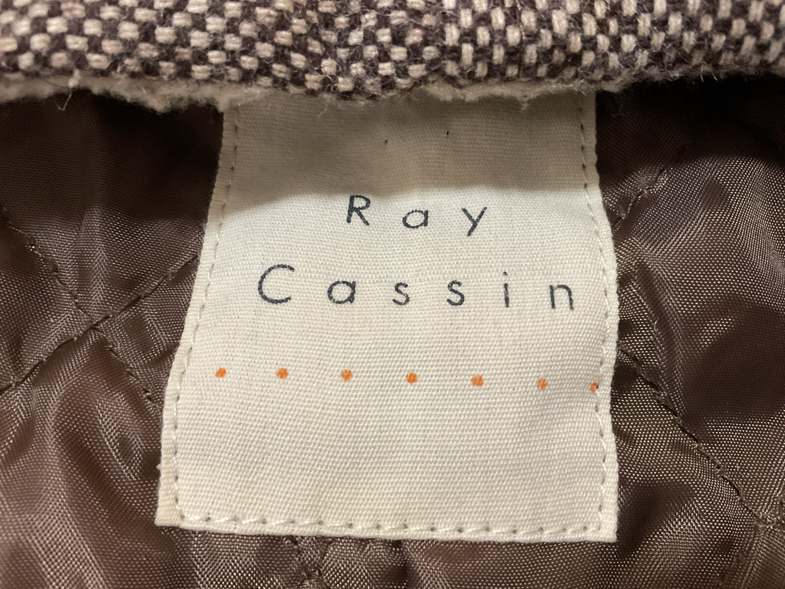 Ray Cousin Cassin Hoodie Herringbone Houndstooth Zip Button Jacket Fully Lined