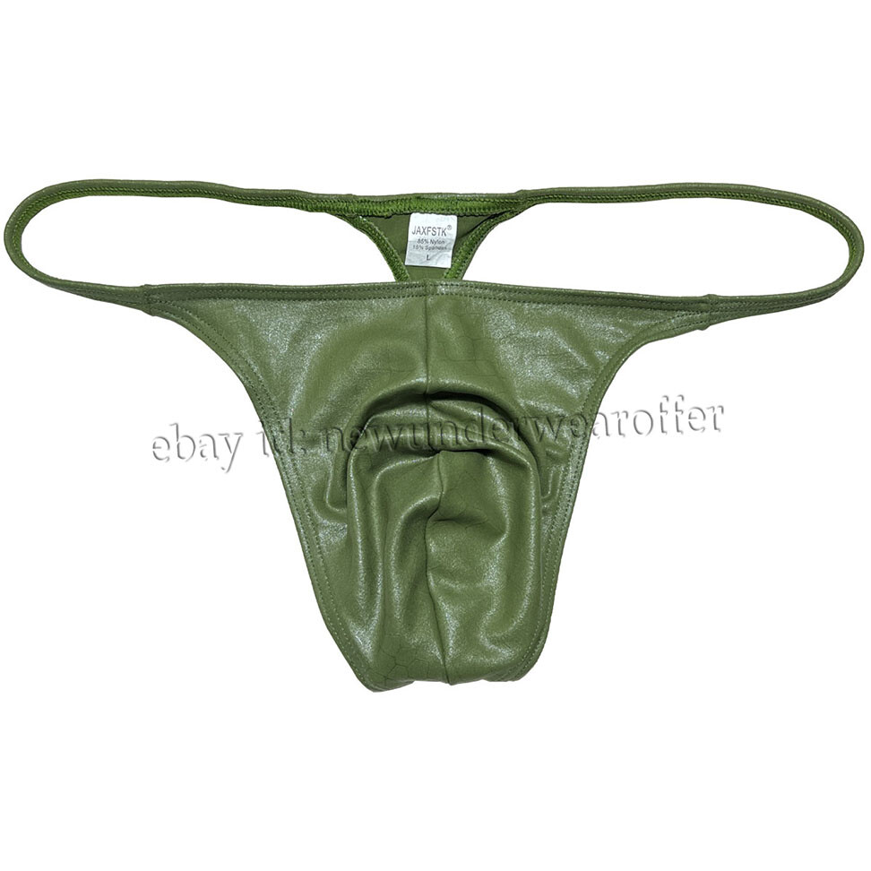 Men Shiny Bikini Thong Underwear Low-rise G-string Bulge Pouch T-back Jockstrap