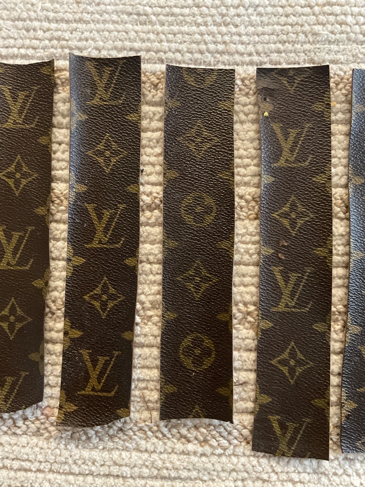 Louie Vuitton Cut Scrap Fabric Material Repair Replace Reuse Crafts lot of 7