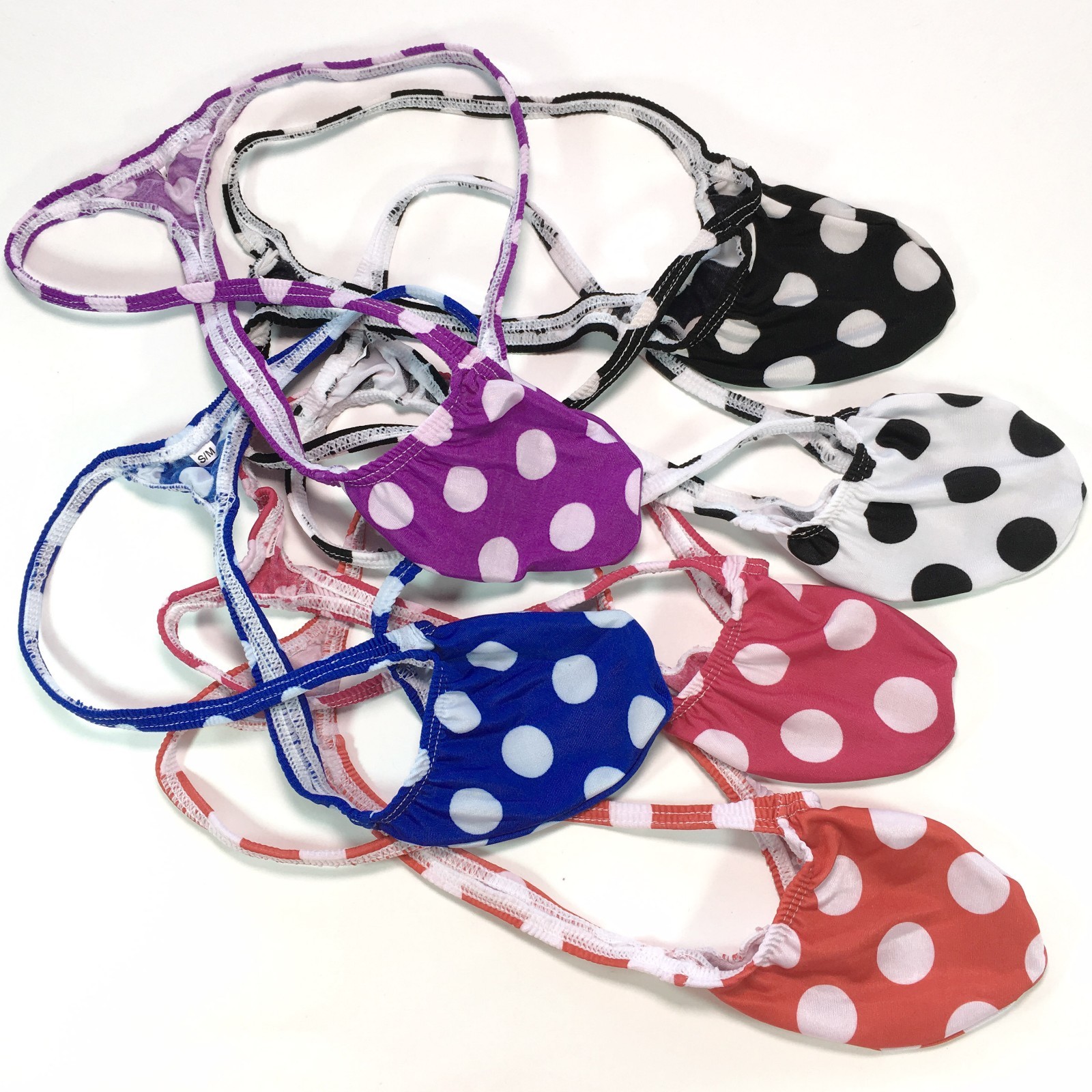 K403 DS Mens String Thong Grape Smugglers Contoured Pouch Jersey Round Dots