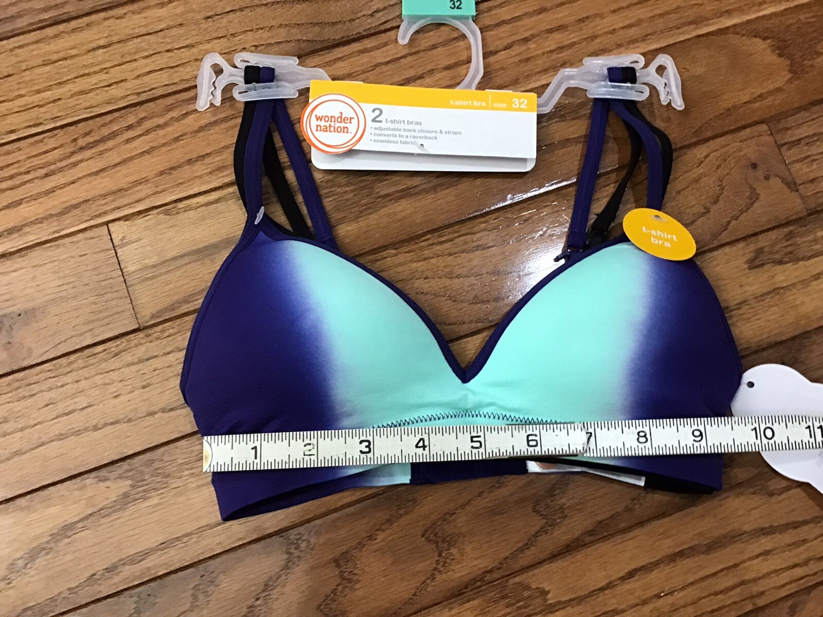 NWT Wonder Nation PL140 2 Pack No Wire Size 32 T-shirt Bras, Convertible (A12