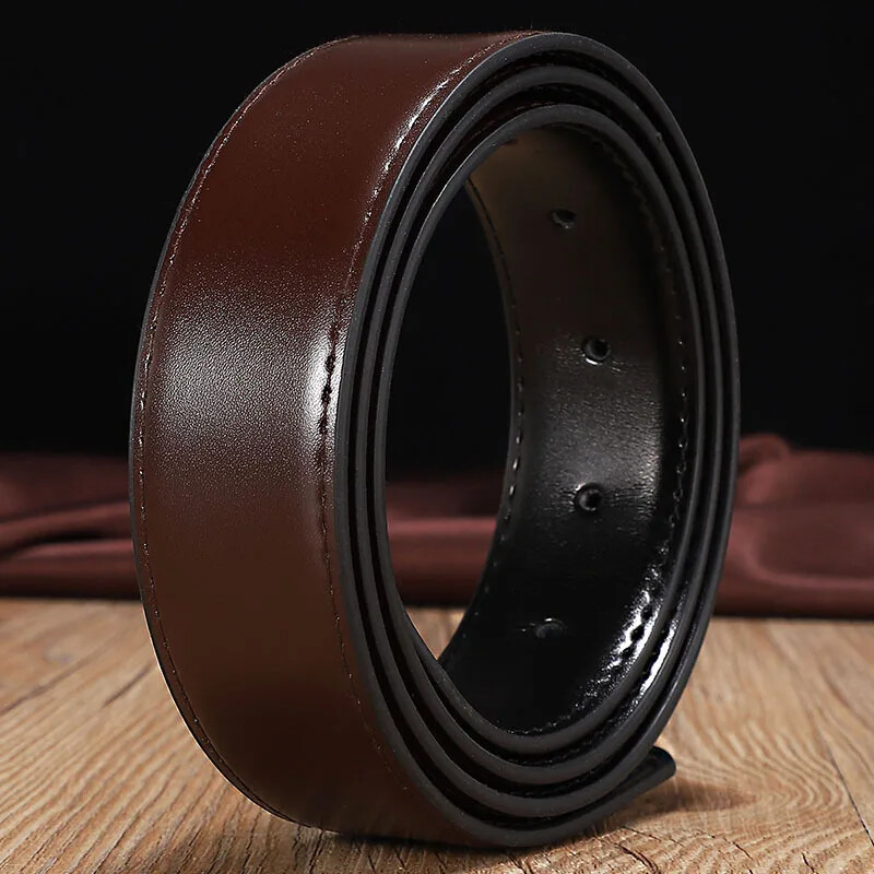 2.8/3.0/3.3/3.5/3.8cm Double-sided Genuine Leather Belt No Buckle Cowskin Belt