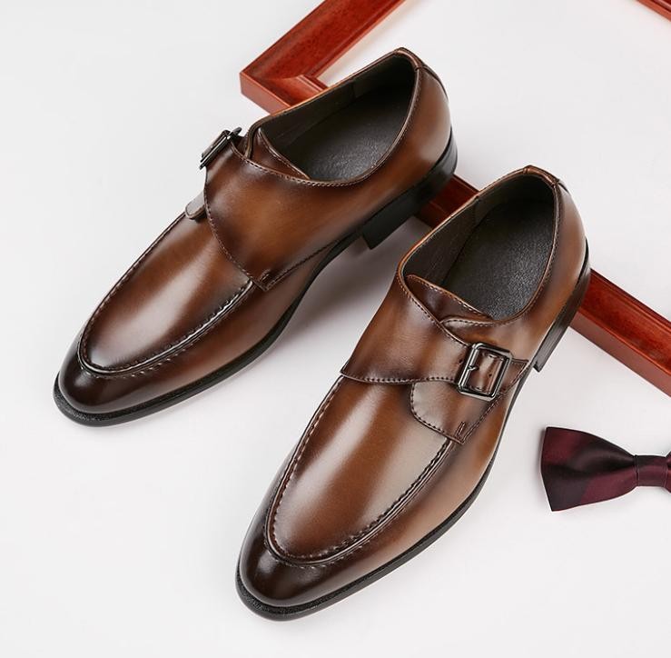 Mens Faux Leather Buckle Oxfords Outdoor Wedding Dress Business Party Prom Shoes
