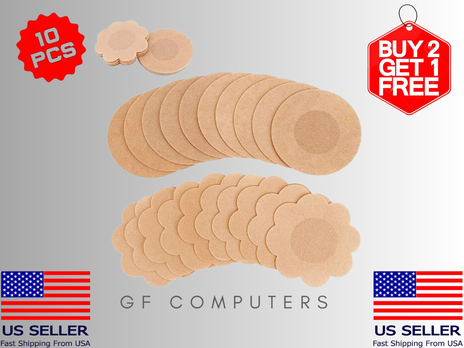 10 Pcs Invisible Disposable Breast Pasties Adhesive Nipple Cover Stickers Bra