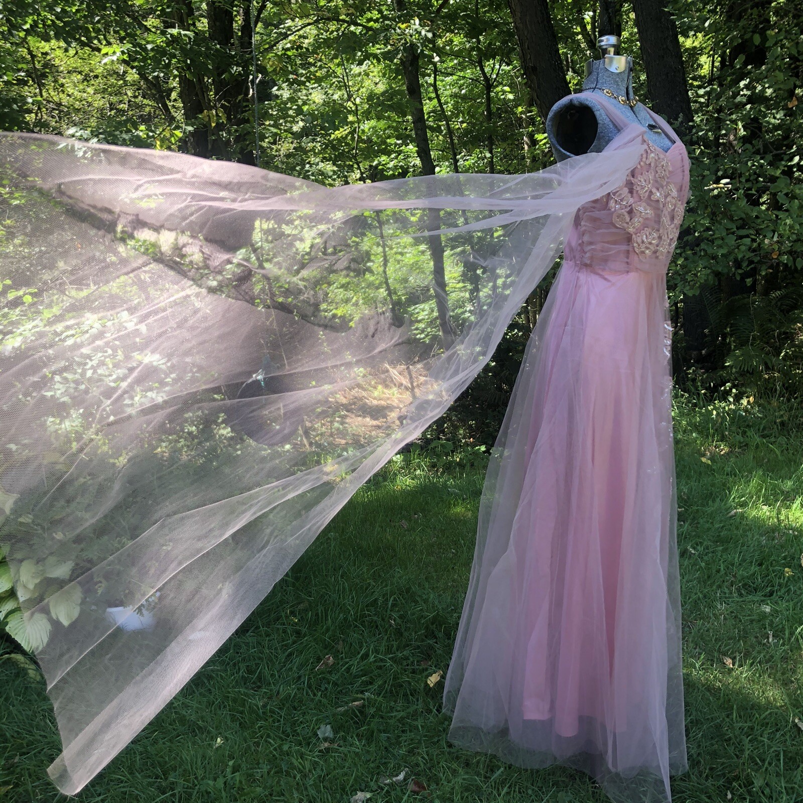 Vintage 1940’s Sequin Pearls Lace Cocktail Gown Dress 36-28-48 Stunning unworn
