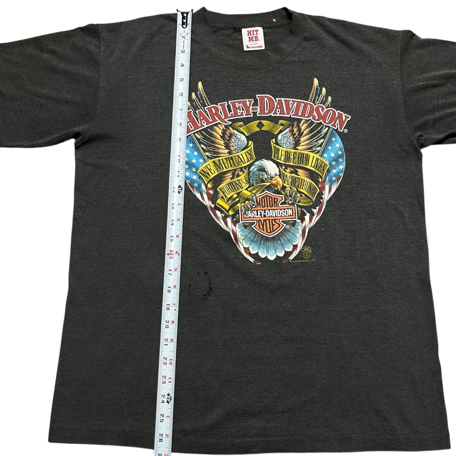 Vintage 1988 Harley-Davidson HOLOUBEK T-shirt We Mutually Pledge XL Faded W Wear
