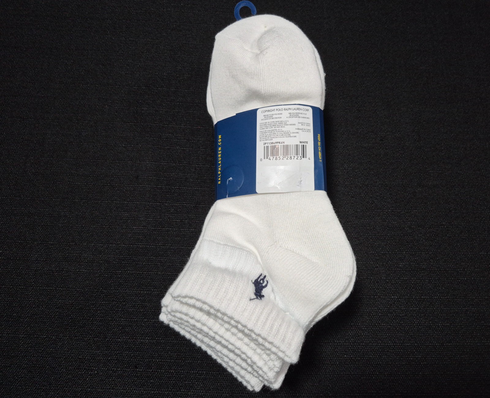 Polo Ralph Lauren Mens Quarter Cut Classic Sports Casual- Socks 6 pair SZ 6-12