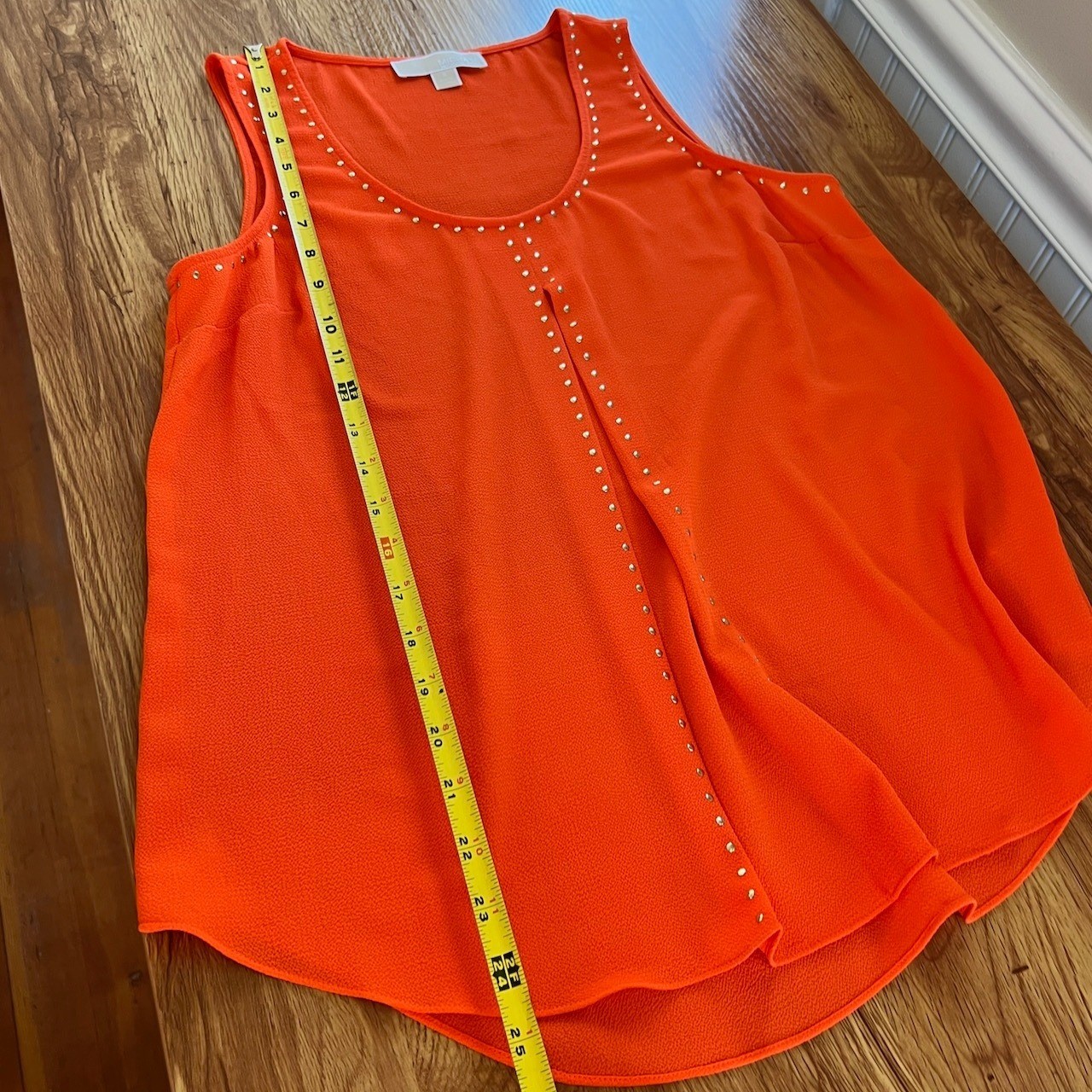 MICHAEL Michael Kors Orange Studded Tank Top Small Sleeveless Stud Embellished