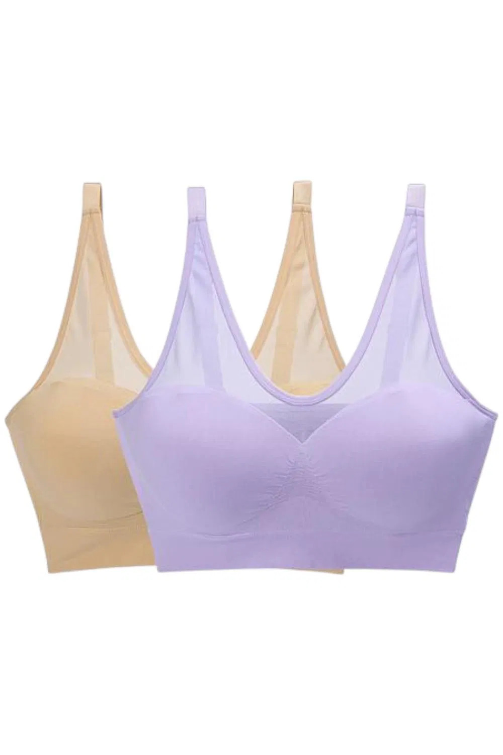 Rhonda Shear Women’s 2-pack Mesh Neckline Ahh Bra Beige/Lavender Haze