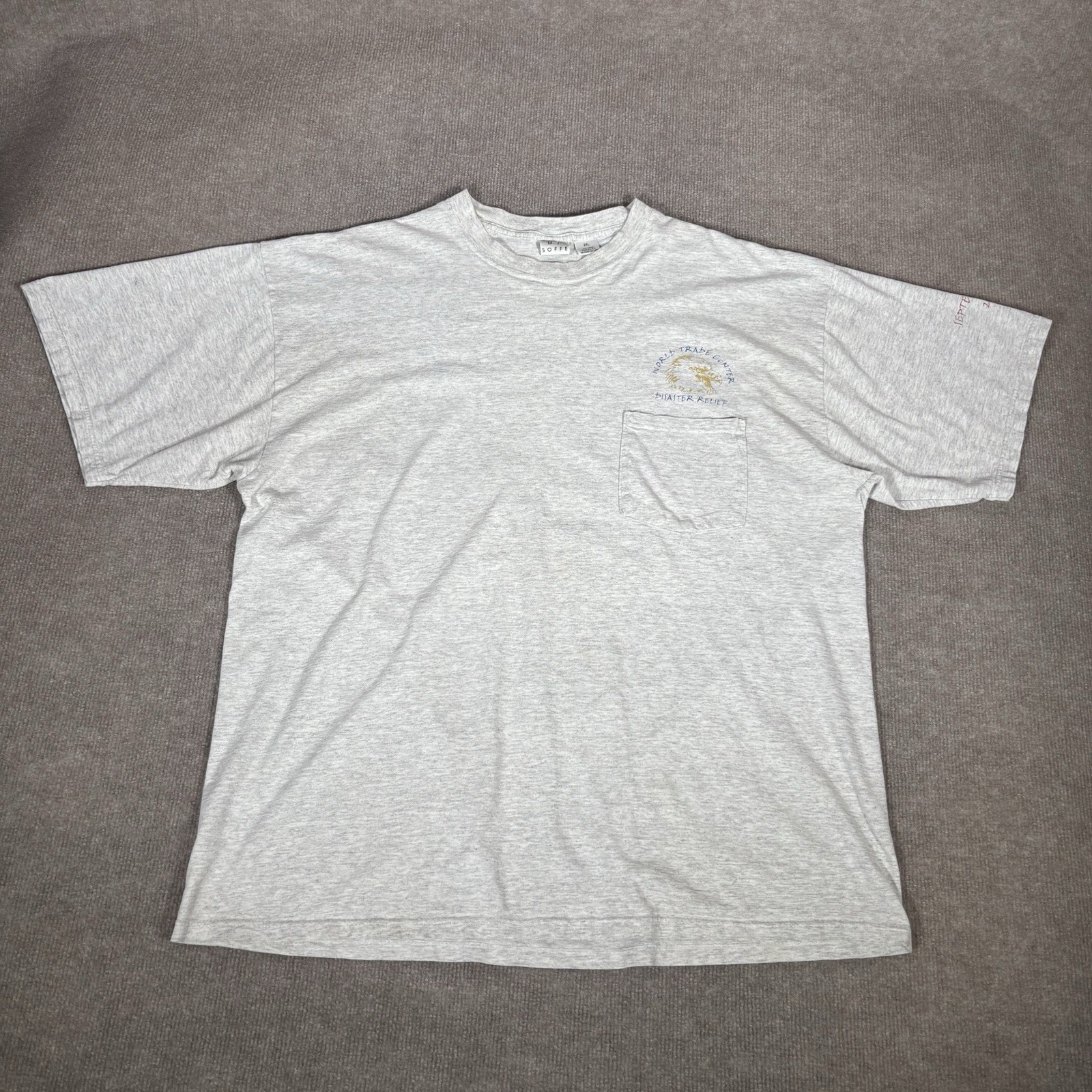 Vintage World Trade Center Disaster Relief T Shirt Mens 2XL Gray 911 Made In USA
