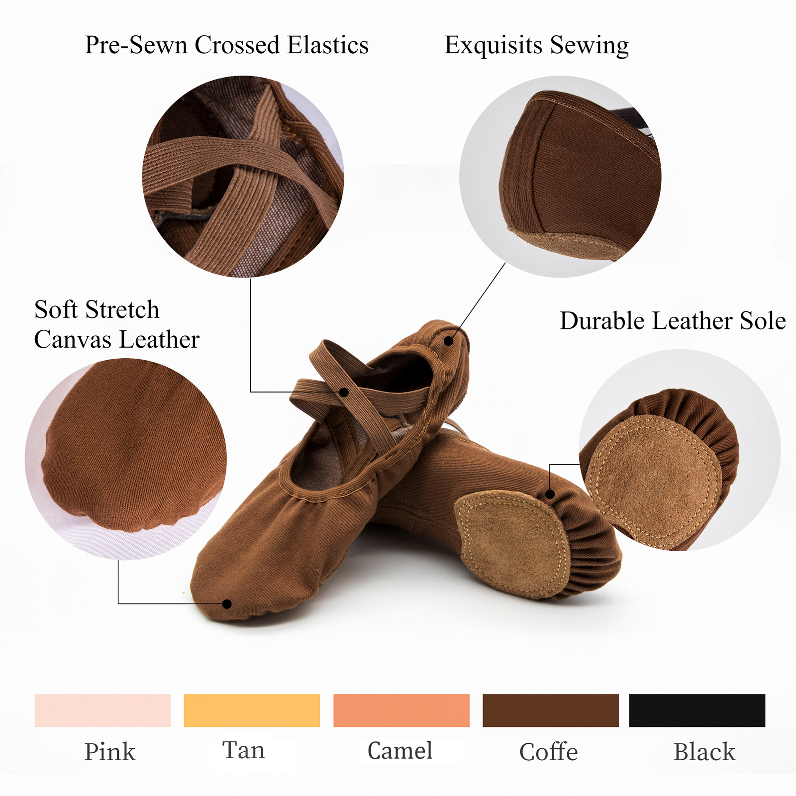 Women and Girls’ Ballet Shoes Gymnastics Yoga Dance Slipper Split-Sole