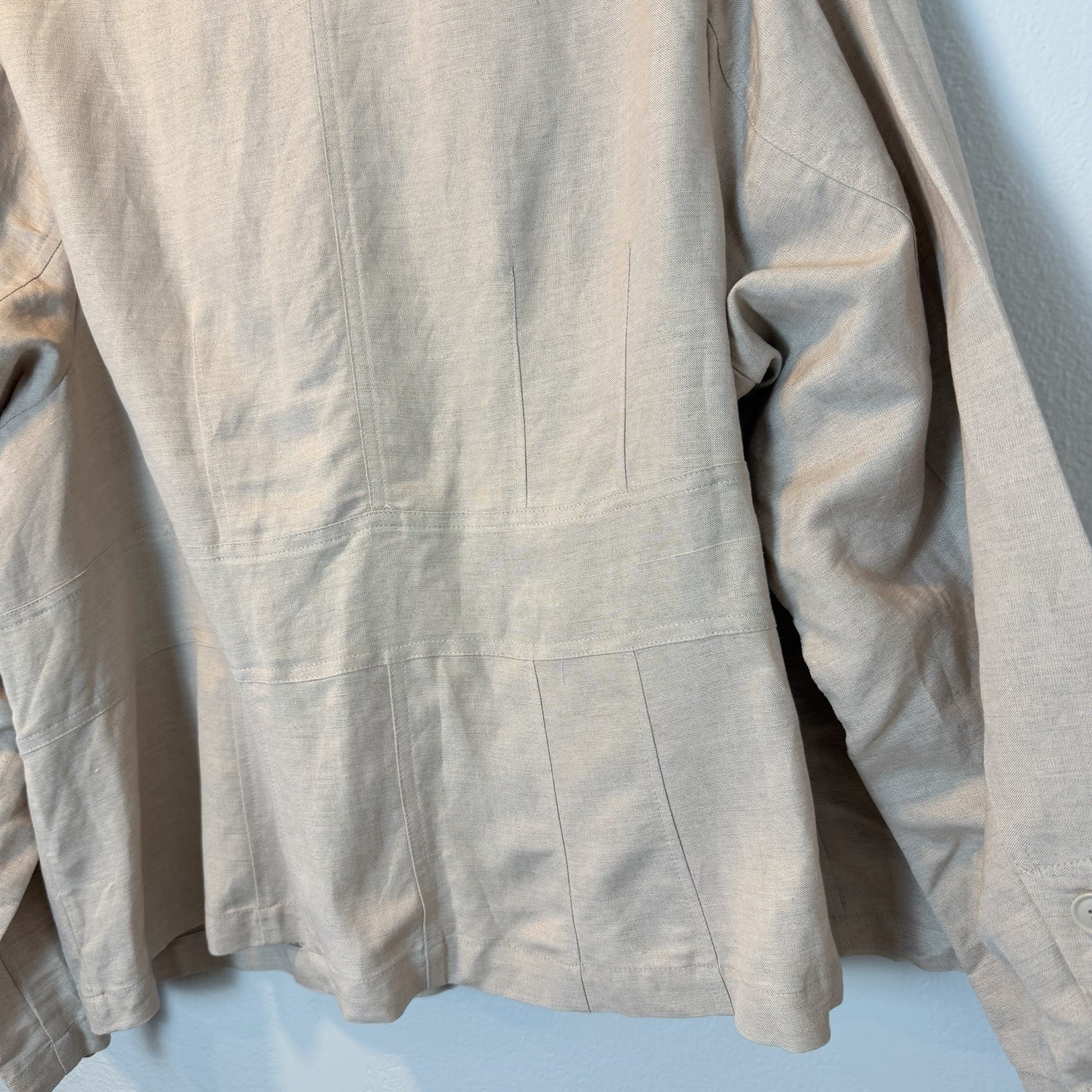 LANE BRYANT Size-28 Womens Linen Blend Blazer Lightweight Natural Beige