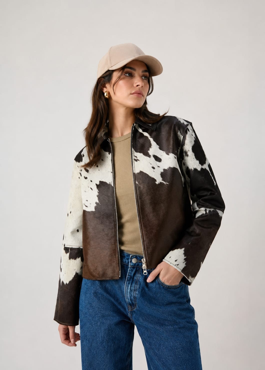 Genuine Cowhide Leather Jacket for Women Natural Hair-On Cowhide Luxury Edition