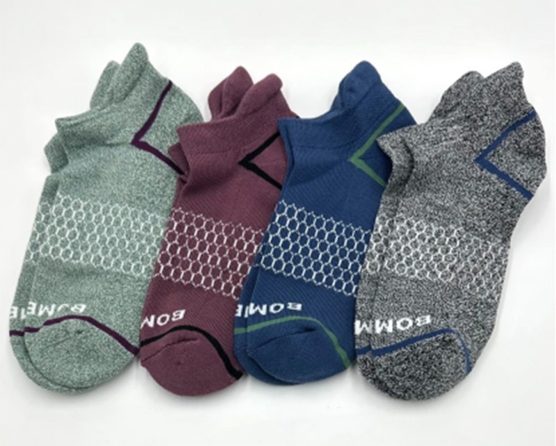 BOMBAS 4 pairs Men’s honeycomb Cushion Ankle Socks 4 Colors Mix Size Large