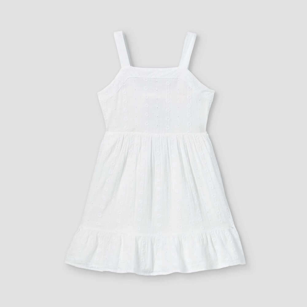 White Girls’ Tie-Back Sleeveless Woven Dress – Cat & Jack, Size XXL (18), Cotton