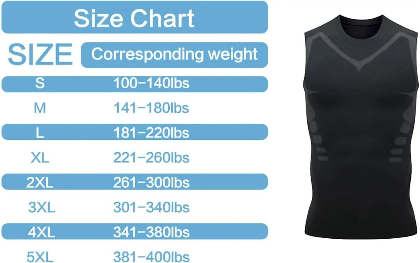 Men Compression Shirt Version Ionic Shaping Sleeveless Vest Sport Tank Top S-2XL