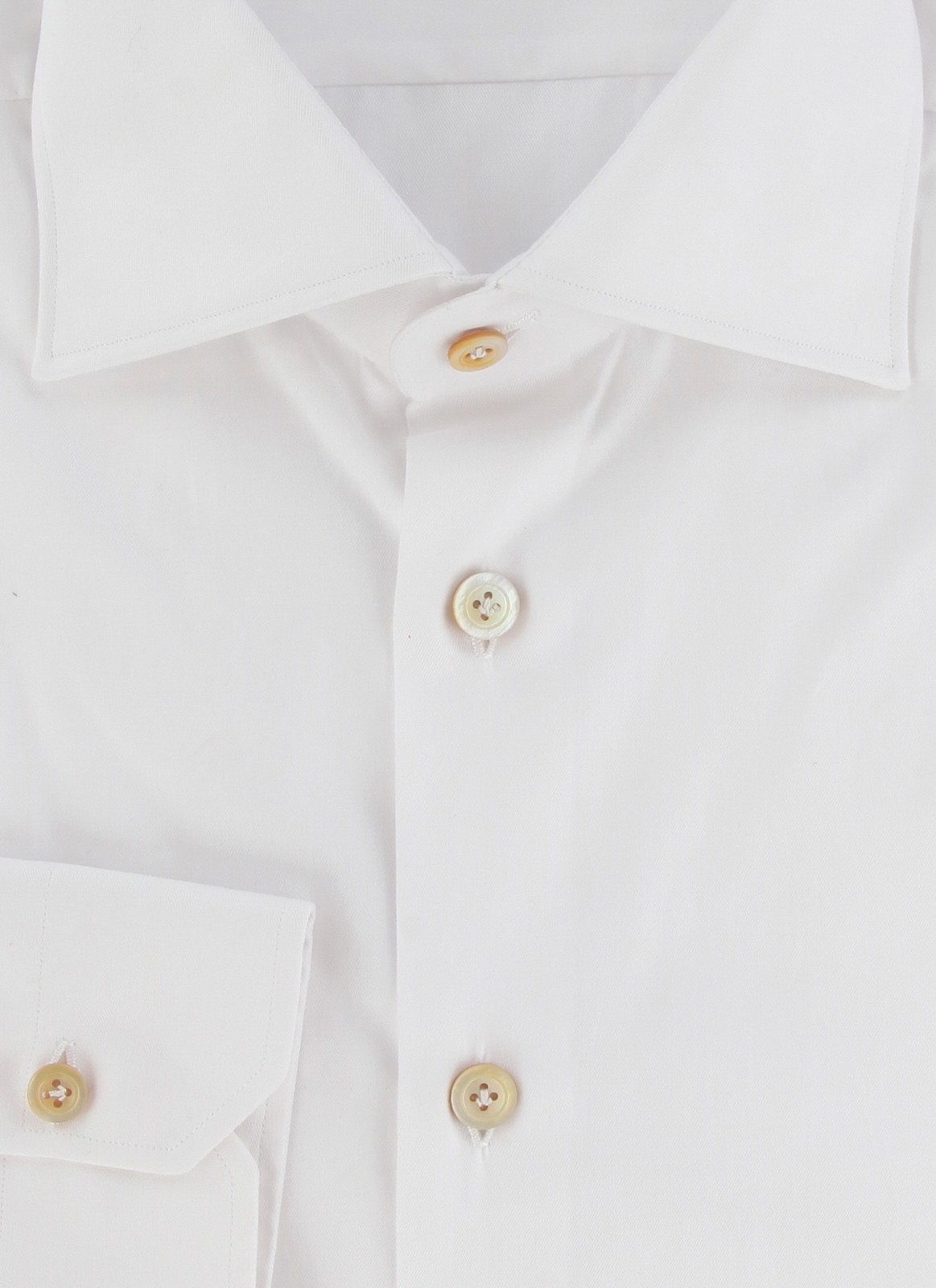 $800 Kiton White Solid Cotton Shirt – Slim – (KT1211251)