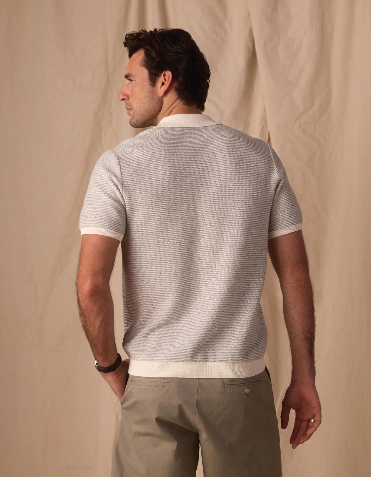 Normal Brand Robles Birdseye Knit Camp Button Up Size Large $129 MSRP Cream