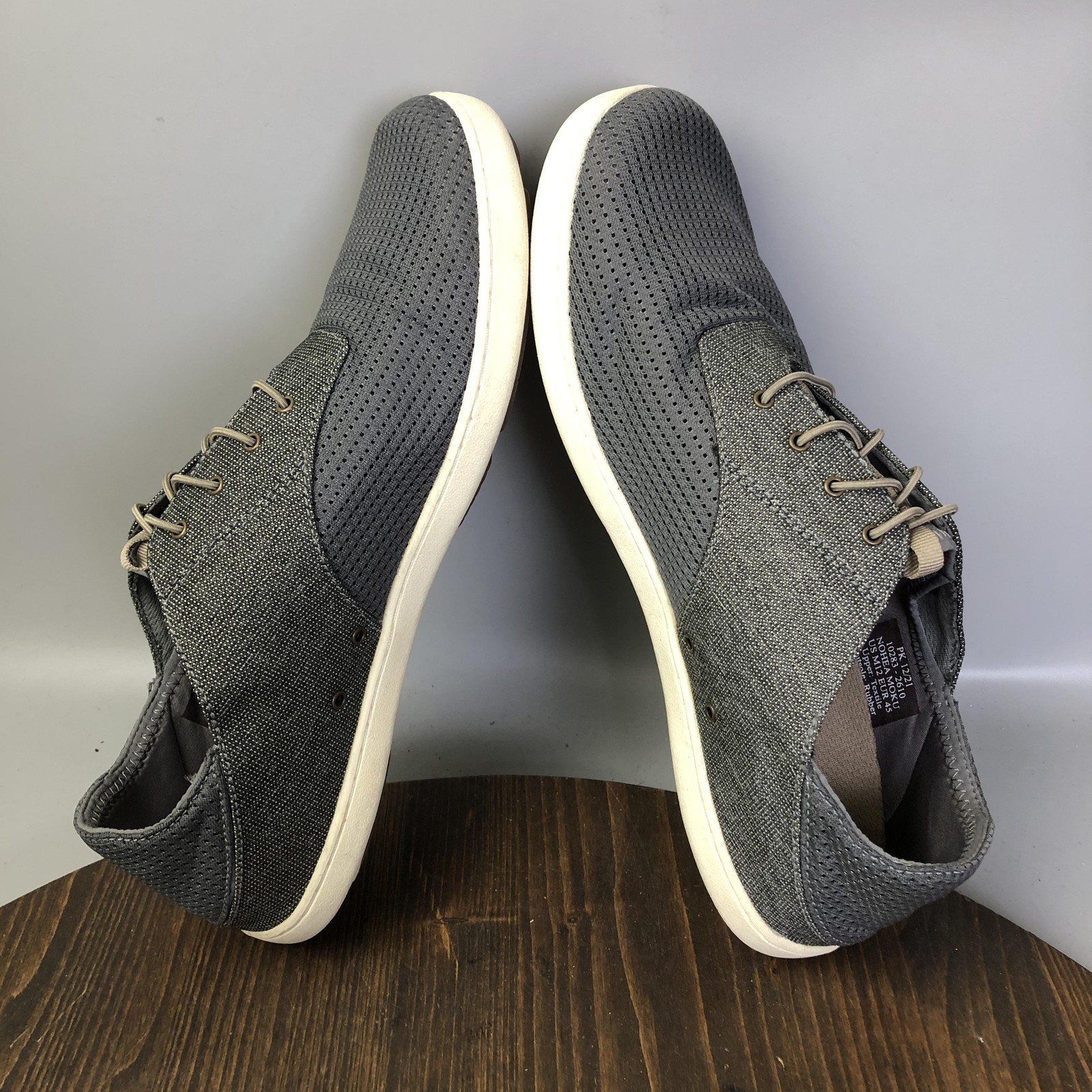 OluKai Nohea Moku Shoes Mens Size 12 Gray Mesh Lace Up Casual Boat Shoes Comfort