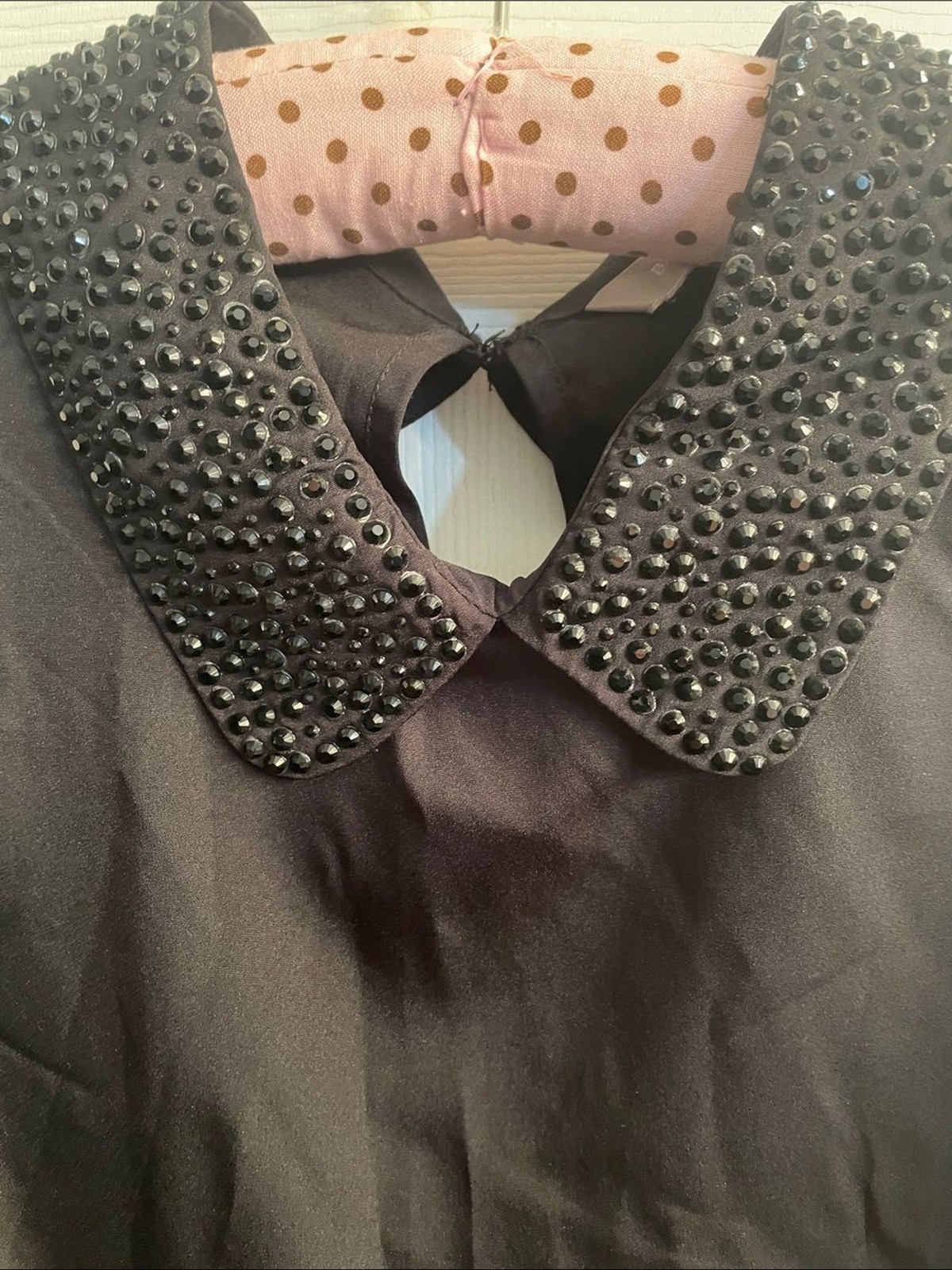 Banana Republic Black Sleeveless Top with Beaded Peter Pan Collar