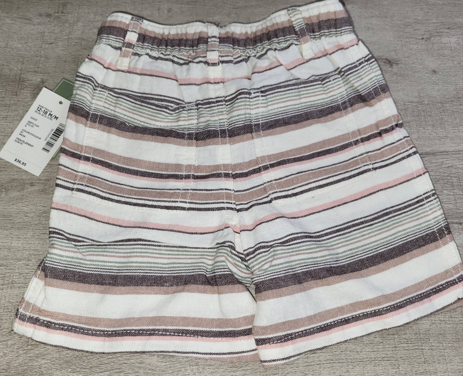 Gymboree Baby Boy’s Natural Striped Linen Blend Shorts Sz 12-18M NWT