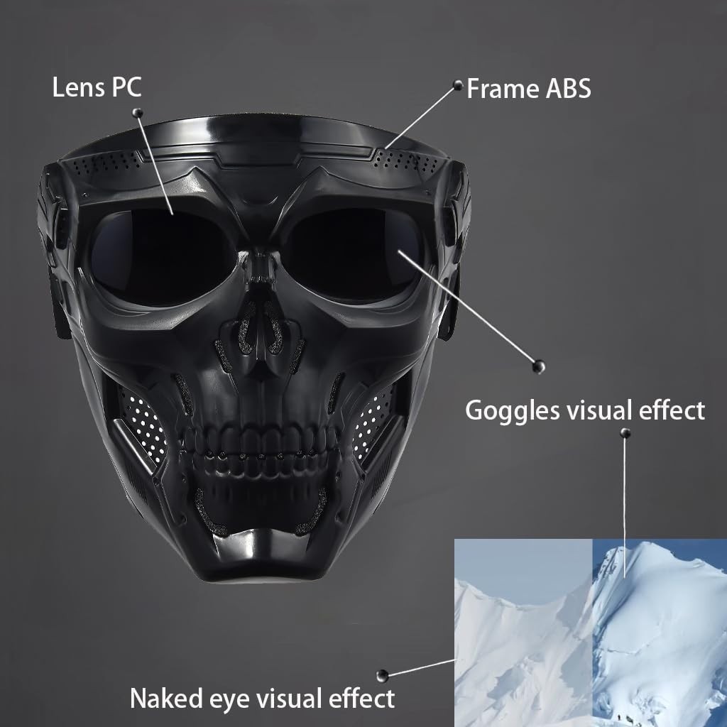 Motorcycle Mask Full Face,Masks Skull Skeleton with Goggles Impact Resistant …