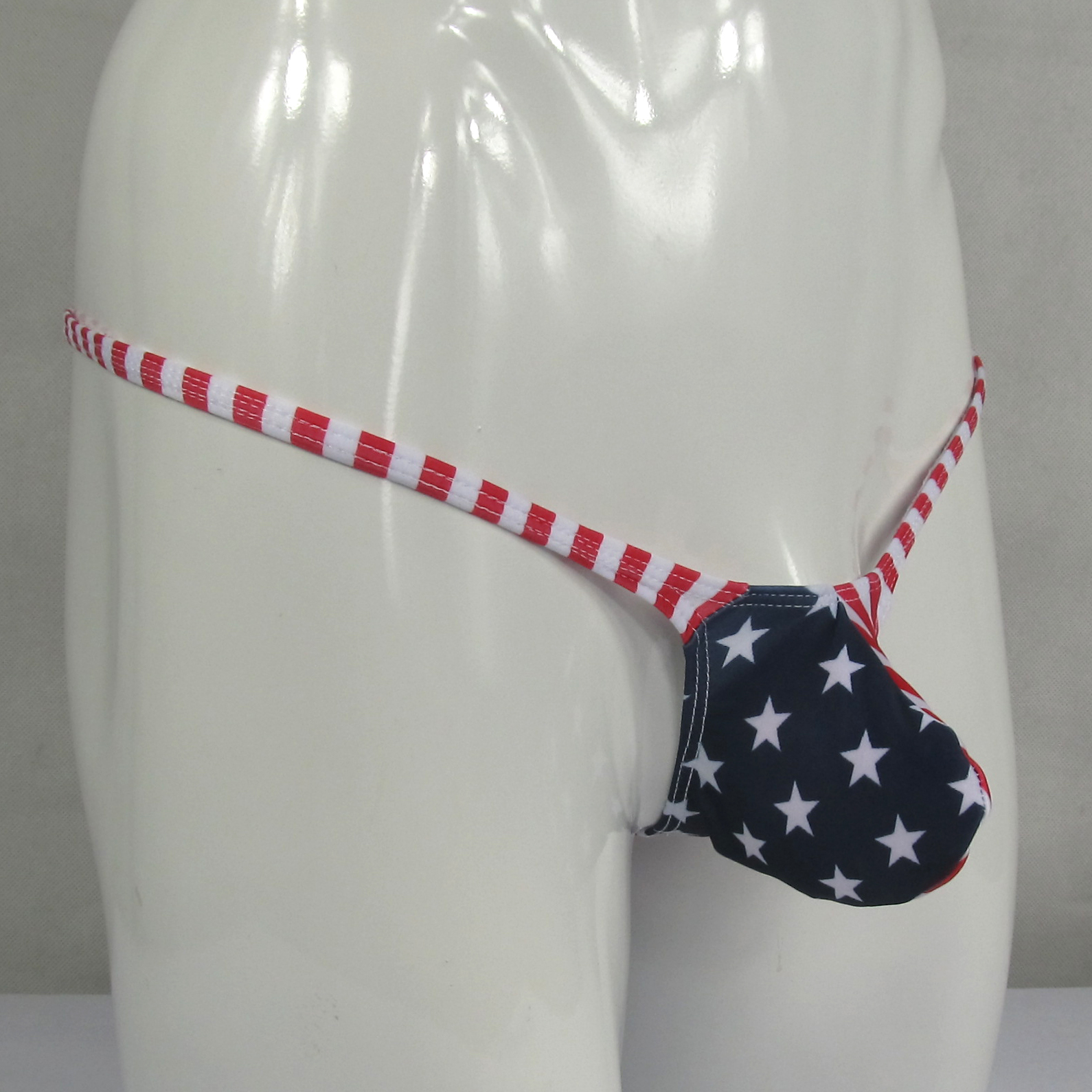 K403 P Hot Men String Thong Bulge Pouch T-back Star & Stripes Patriotic