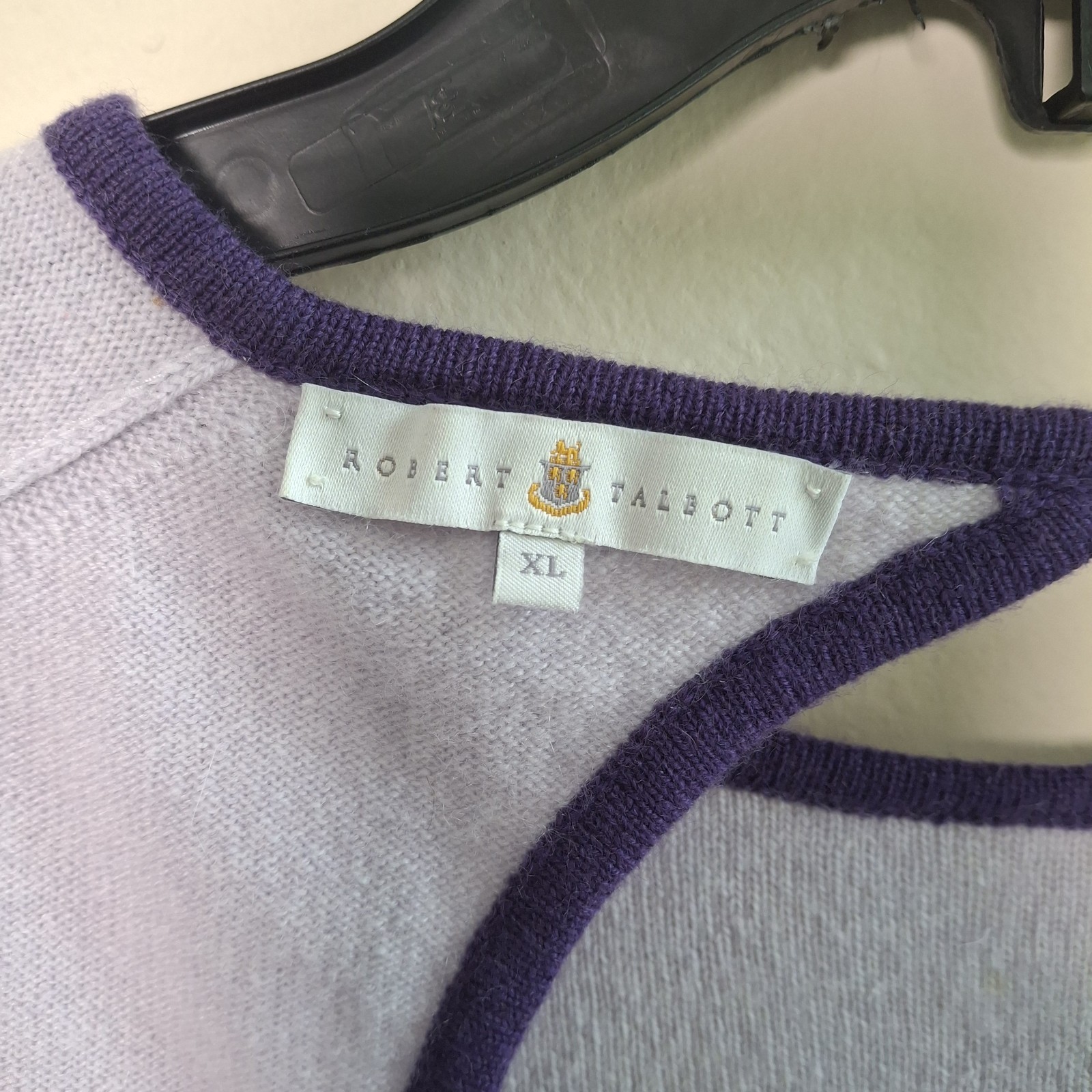 Robert Talbott 100% Cashmere Sweater Purple Women XL Open Back Preppy Old Money