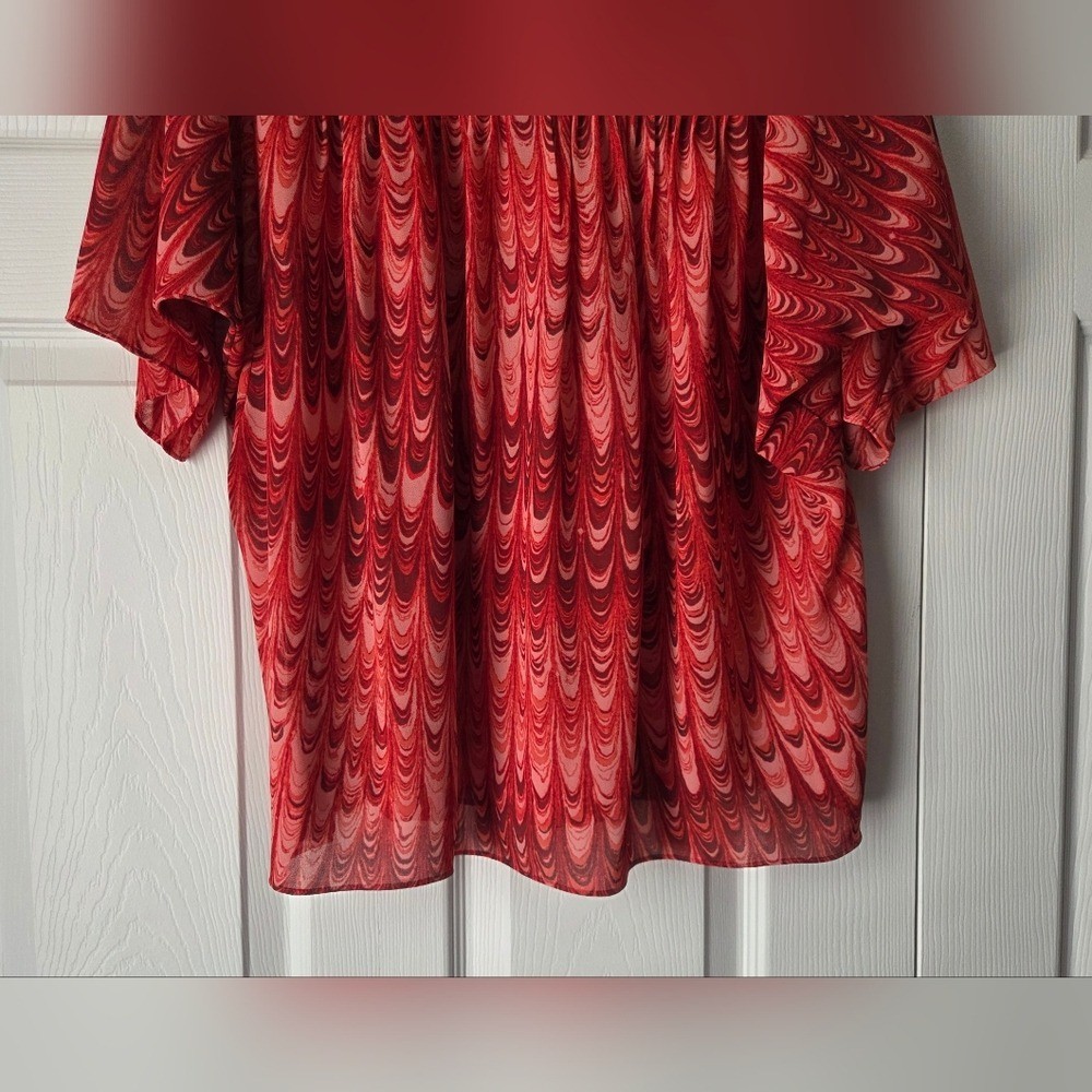 MICHAEL Michael Kors Red Swirl Blouse Size L