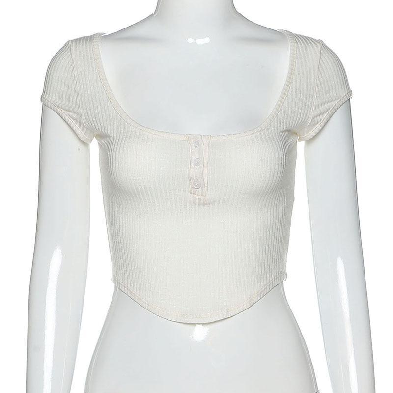 Women’s Sheer Low Cut T-shirt Transparent See-through Crop Top Short Sleeve