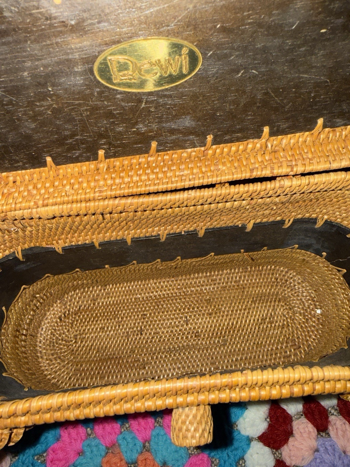 Dewi Tan Bag Medium Double Handles handcrafted woven rattan artisan