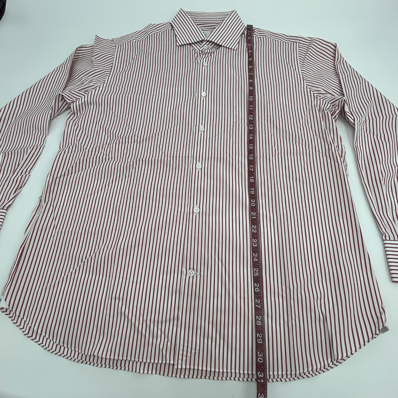 Cordone Fatto A Mano Italy Dress Shirt Men’s Size 18/45 Red White Stripes